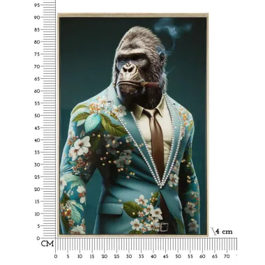 MALOWANY OBRAZ NA PŁÓTNIE LAKIEROWANY KONGY -B- Z RAMĄ 62X4X92 cm